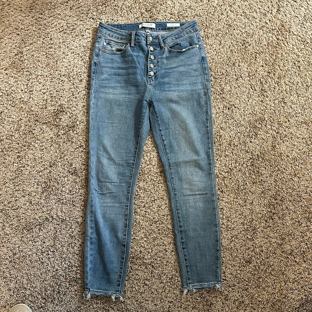 Judy Blue High Rise Button Fly Raw Hem Jeans